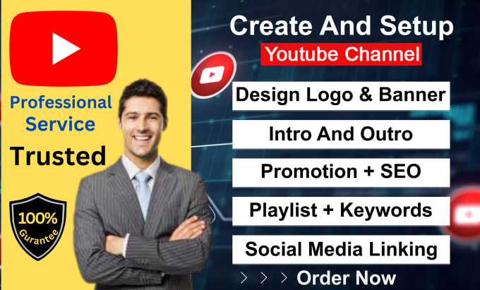 Gig Preview - Create, setup, design and optimize youtube channel