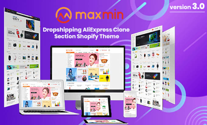 Gig Preview - Clone aliexpress use maxmin shopify theme for e commarce or dropshipping store