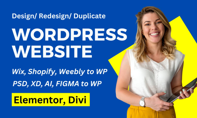 Gig Preview - Convert or redesign wix, squarespace, and shopify to wordpress website design