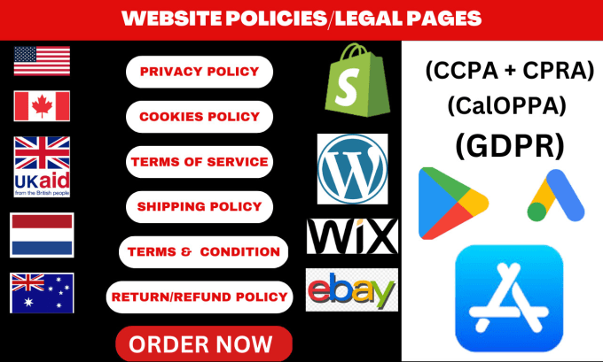 Gig Preview - Write privacy policy terms and conditions of service legal pages for shopify wix