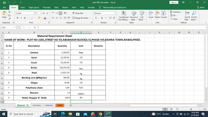 Gig Preview - Do quantity takeoff, material takeoff and construction cost estimation