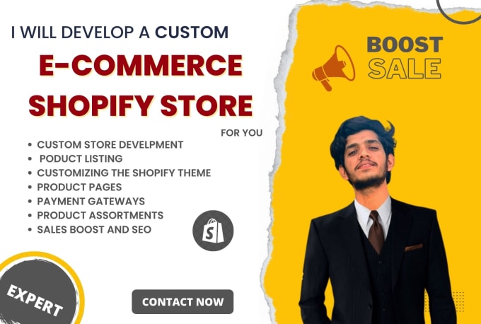 Gig Preview - Develop a custom ecommerce shopify store for you