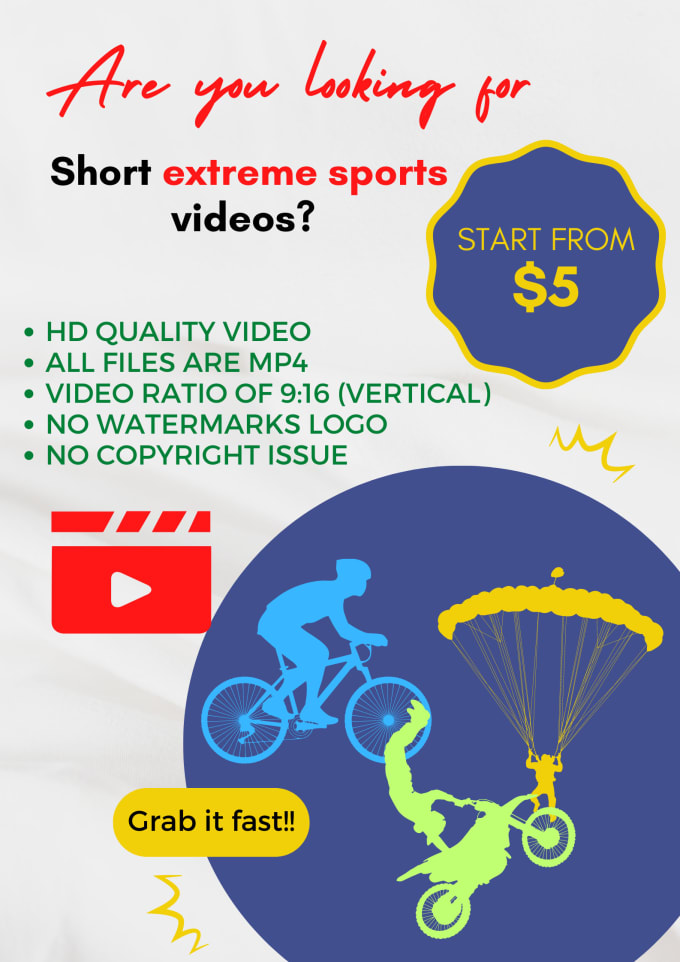 Bestseller - provide 45 short extreme sports videos for social media