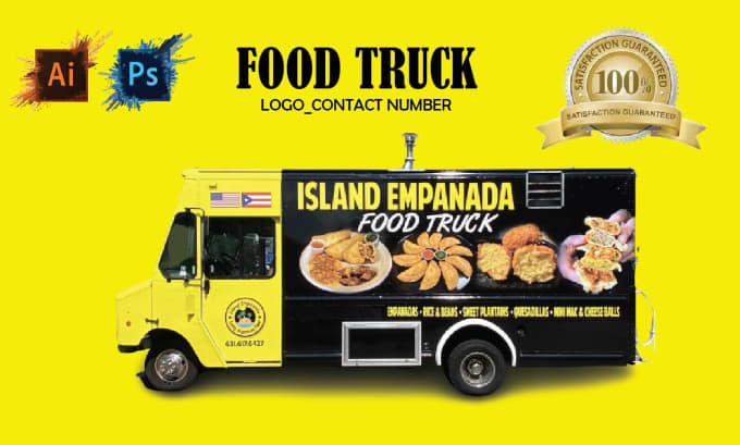 Gig Preview - Create stylish food truck, food trailer, or food van wrap design