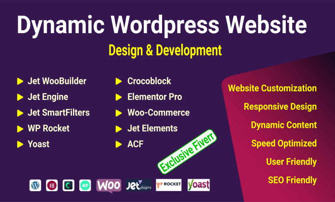 Gig Preview - Create a responsive wordpress website with elementor pro and crocoblock