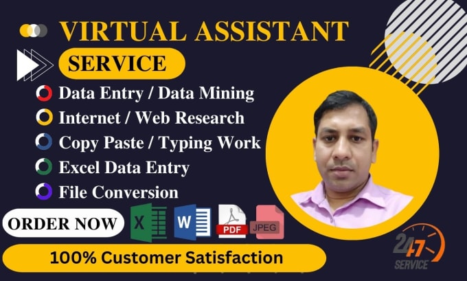 Gig Preview - Do any virtual assistant for data entry and web research job