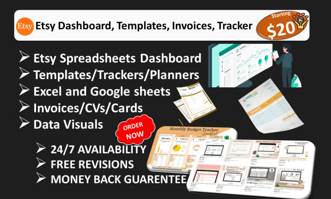 Gig Preview - Make custom google sheet templates to sell on etsy