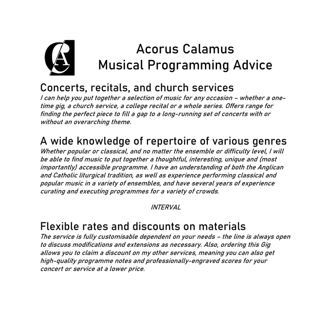 Gig Preview - Put together a concert or service programme for you