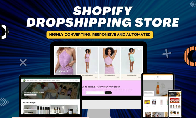 Gig Preview - Build automated dropshipping shopify store or shopify ecommerce website