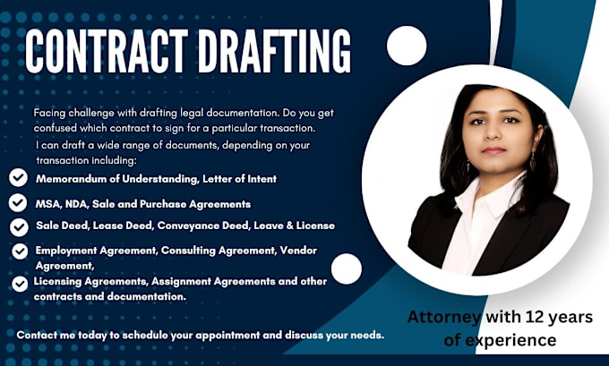 Gig Preview - Draft legal documents such as contracts for your business