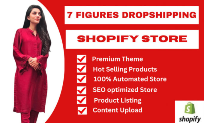 Gig Preview - Design shopify store dropshipping shopify website