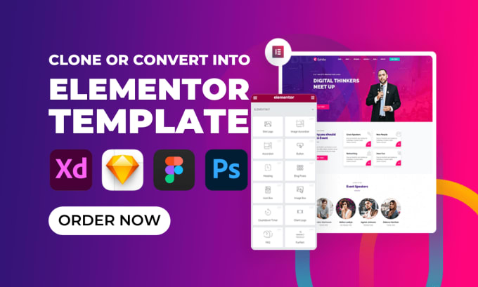 Gig Preview - Design clone any webpage or ui file into elementor template