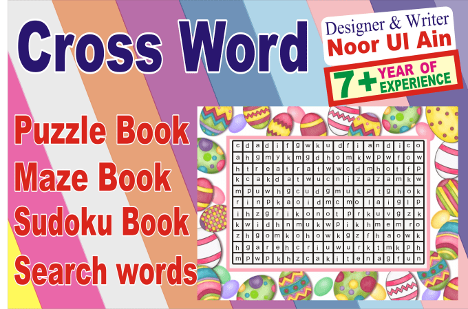 Gig Preview - Make sudoku word search mazes cross word puzzle book for kid