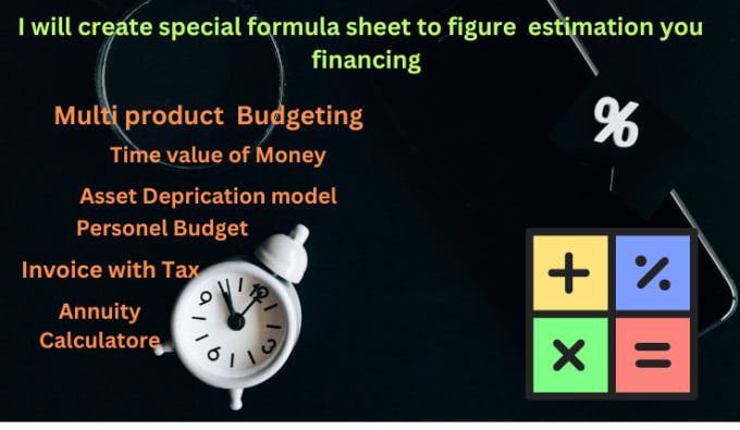 Gig Preview - Create special formula sheet to figure  estimation you  financing