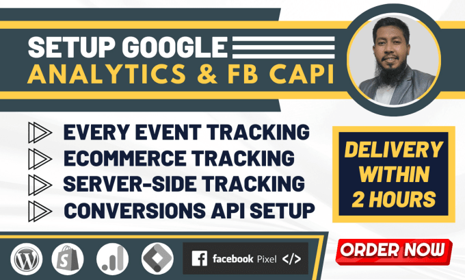 Gig Preview - Setup google analytics, ga4, facebook pixel and conversions API with tag manager