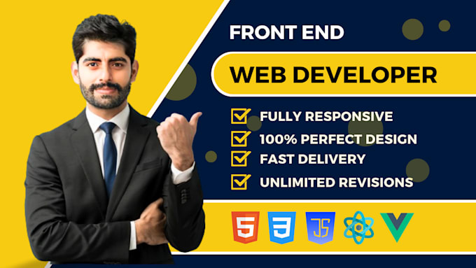 Gig Preview - Front end web developer, html css js react vue js, figma to html, website design