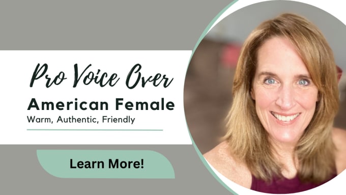 Gig Preview - Record professional, american female voiceover