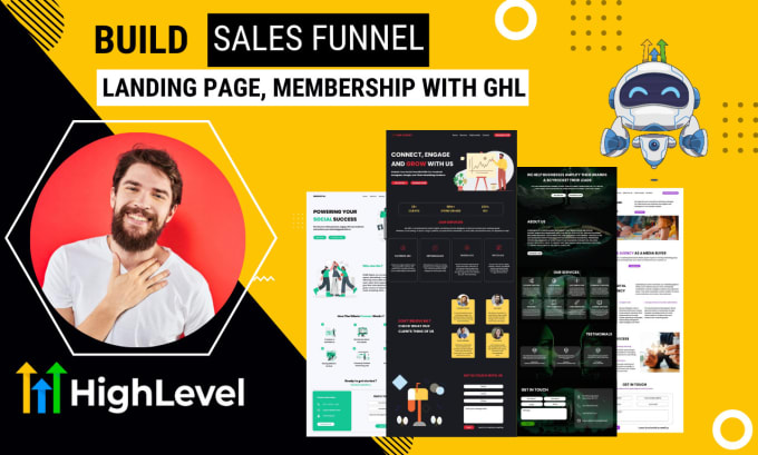 Gig Preview - Build sales funnel ghl, landing page, membership on go high level websites