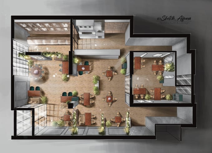 Gig Preview - Draw an interior floor plan 3d visual