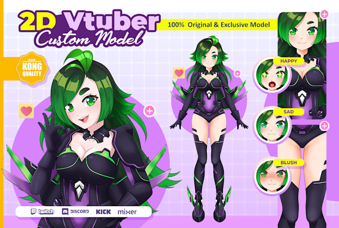 Gig Preview - Create express custom high quality vtuber model commissions, live2d with rigging