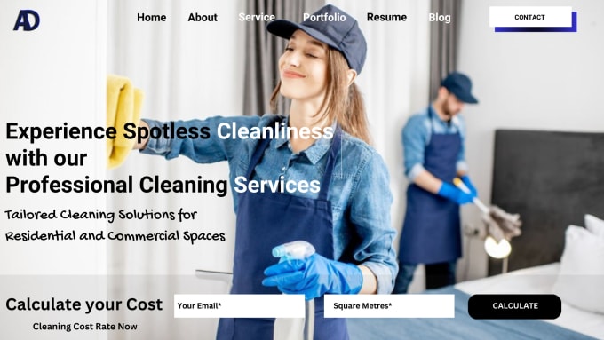 Gig Preview - Build house cleaning website office cleaning service website, janitorial website