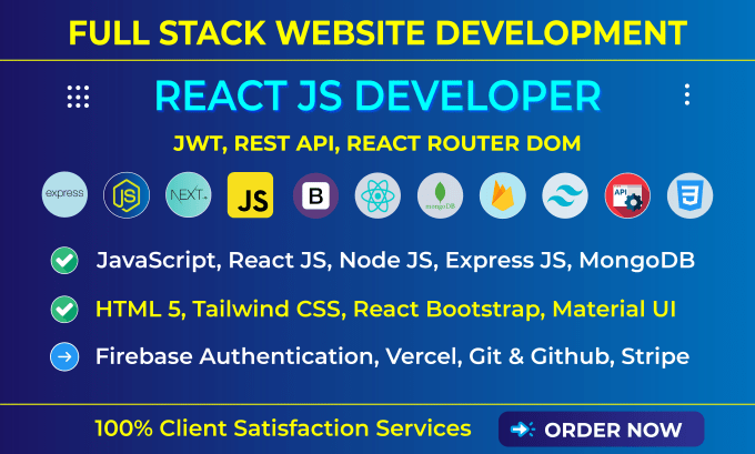 Gig Preview - Build react js mern stack web development frontend and backend