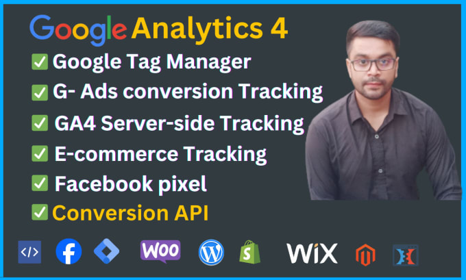 Gig Preview - Setup google analytics 4, facebook pixel, conversion api, gtm