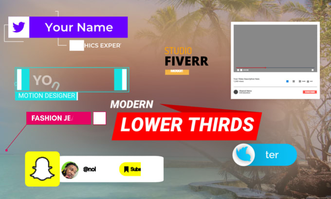 Gig Preview - Do modern lower thirds, tittle or text animation social pack