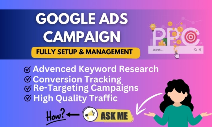 Gig Preview - Setup google ads adwords ppc campaign optimize manage report