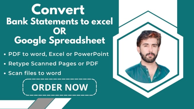 Gig Preview - Convert scanned images or bank statements PDF to ms excel