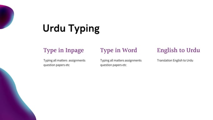 Gig Preview - Do type urdu and data entry in word and inpage