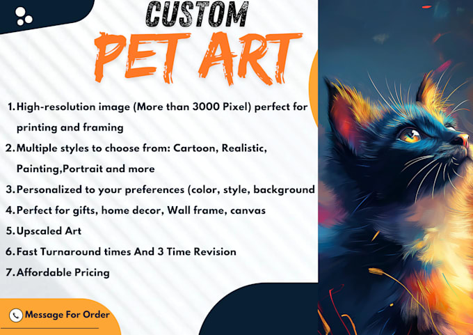 Gig Preview - Create custom cat art and dog art