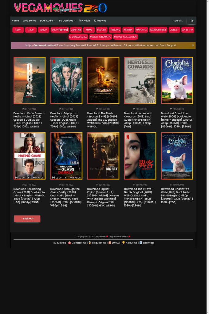 Gig Preview - Create vegamovies wordpress theme