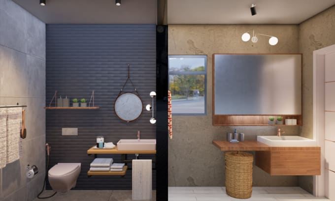 Gig Preview - Design and render realistic modern 3d bathroom