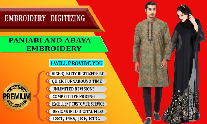 Bestseller - digitize your panjabi and abaya embroidery designs with precision