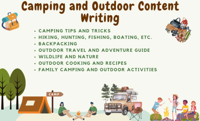 Gig Preview - Provide captivating camping and outdoor content writing