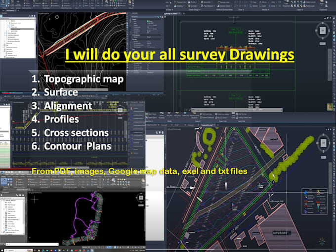 Gig Preview - Draw surfaces alignments profiles cross sections and topographic map