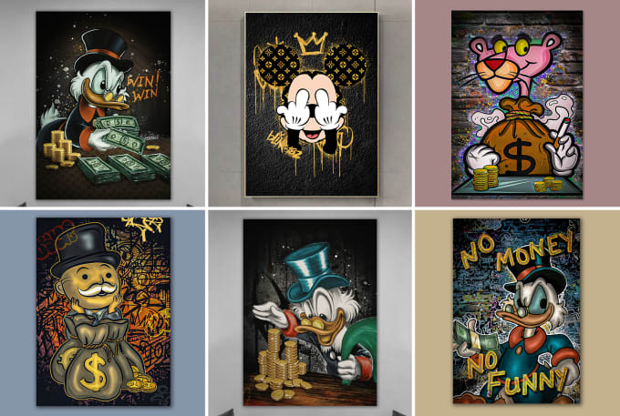 Bestseller - design ikonick popart and graffiti canvas wall art with mockup