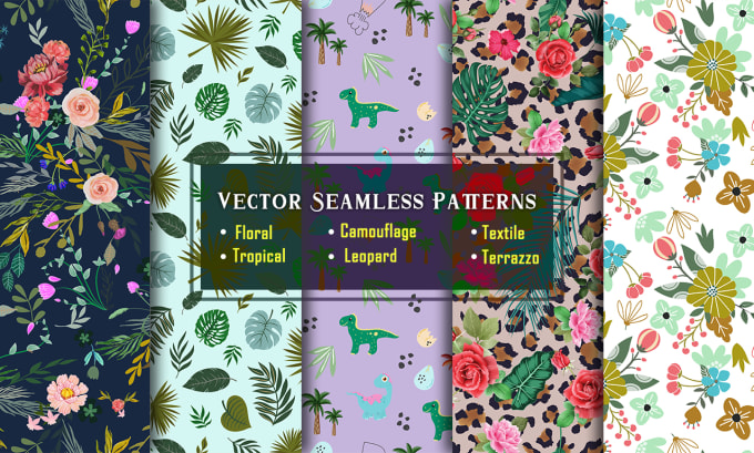 Gig Preview - Make vector floral, tropical seamless patterns for textile print