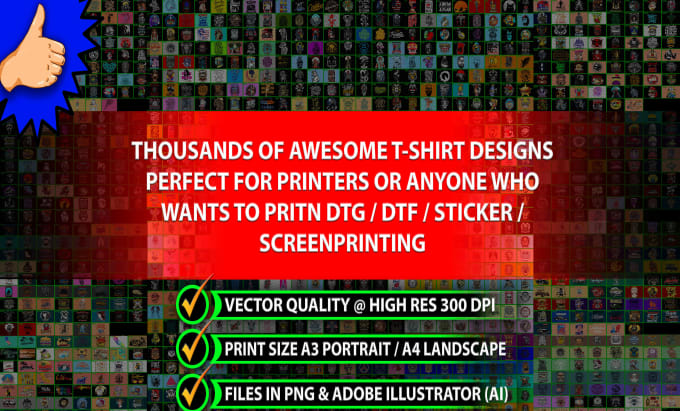 Gig Preview - Offer thousands of tshirt design for dtf dtg or screenprint