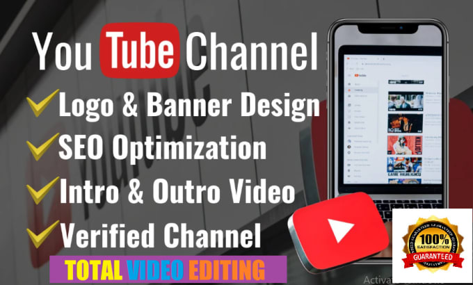 Gig Preview - Create and setup youtube channel video editing and seo