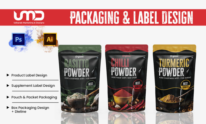 Gig Preview - Do product packaging design, pouch design and bag design