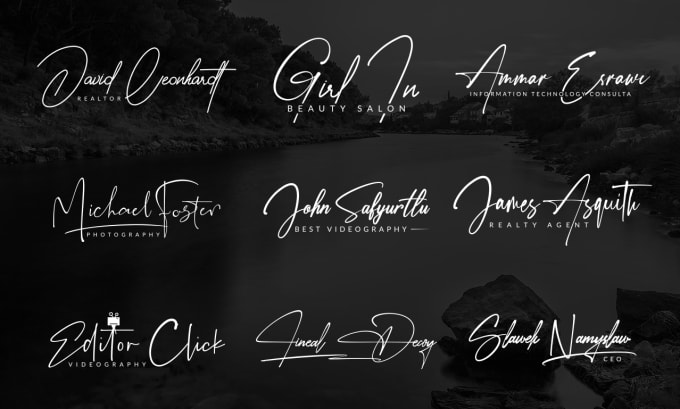 Gig Preview - Design photography handwritten real estate signature logo