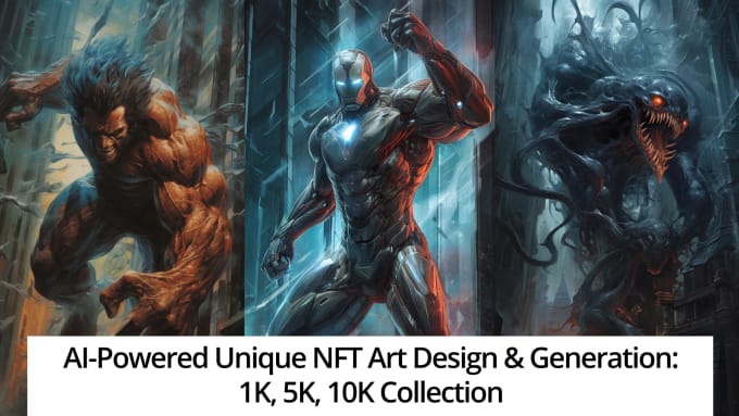 Gig Preview - Create ai powered unique nft art design and generate 1k, 5k, 10k collections