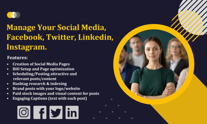 Gig Preview - Manage your social media, facebook, twitter, linkedin