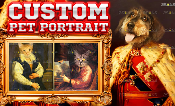 Gig Preview - Custom royal pet portrait in high quality templates