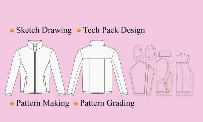 Gig Preview - Create flats sketch tech packs and pattern making