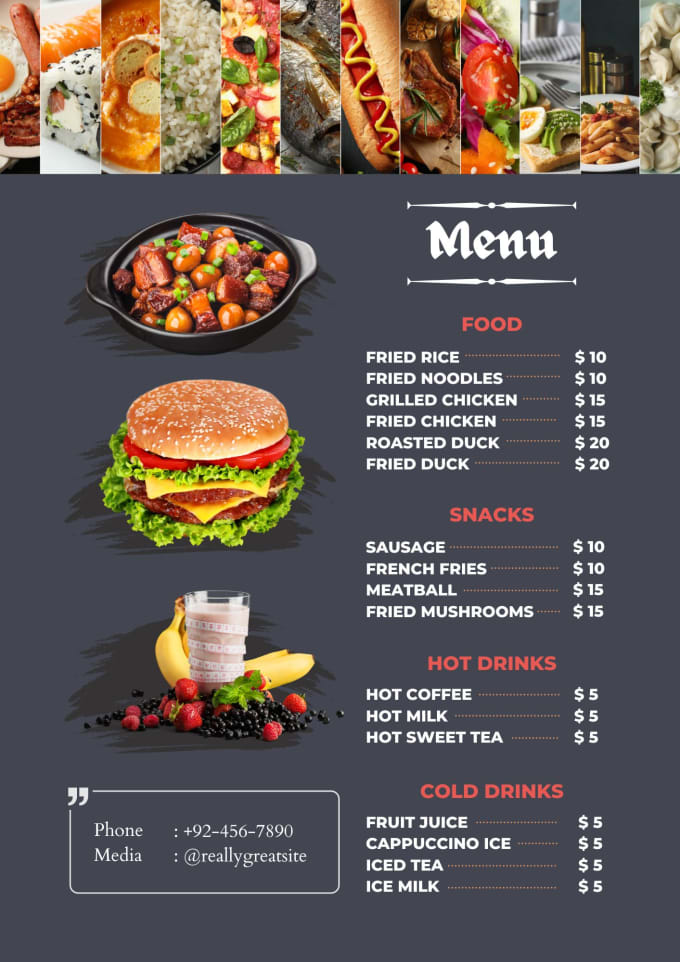 Gig Preview - Design professional menu, restaurant menu or price list