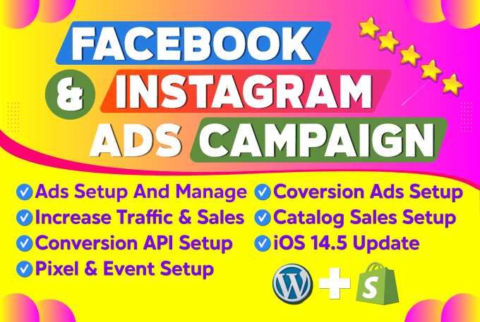 Gig Preview - Setup and manage facebook ads campaign, fb ads, instagram ads, and shopify ads