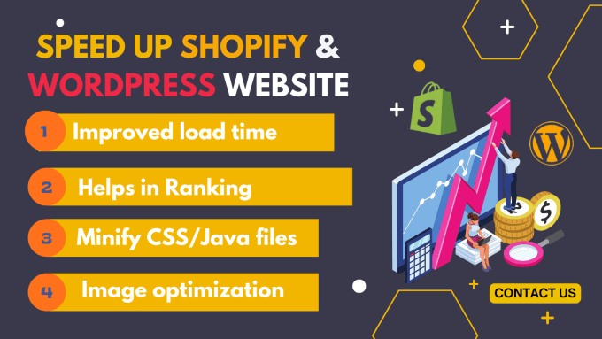 Gig Preview - Speed up and optimize your shopify and wordpress website